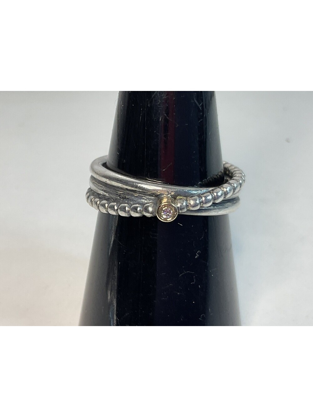 Pandora Rising Star Two Tone Diamond Ring Sz 7